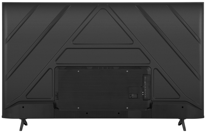 Tył czarnego telewizora z teksturowanym wzorem.