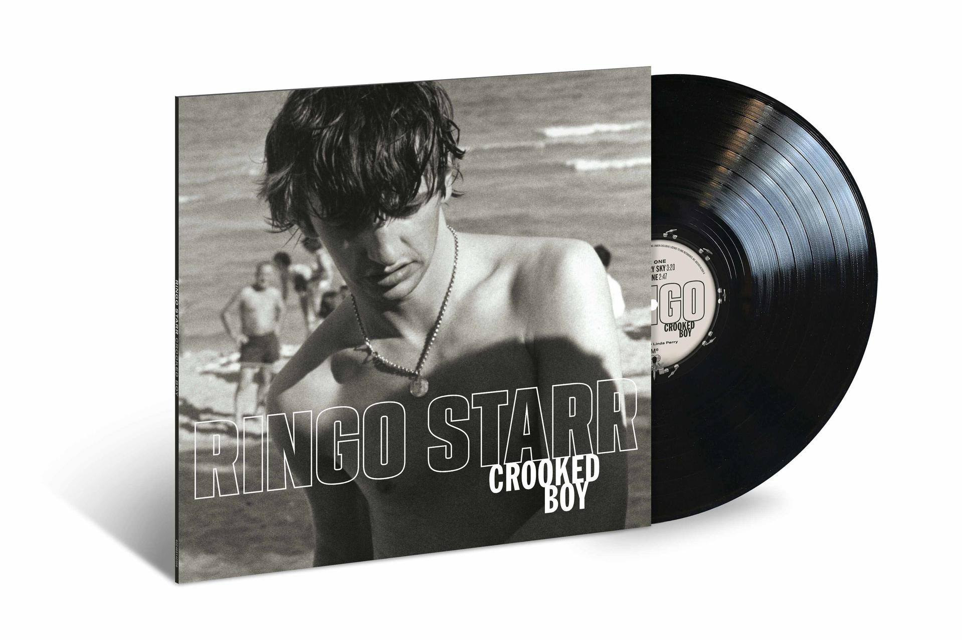 Ringo Starr 'Crooked Boy' album borítója fekete bakelit lemezzel mellette.