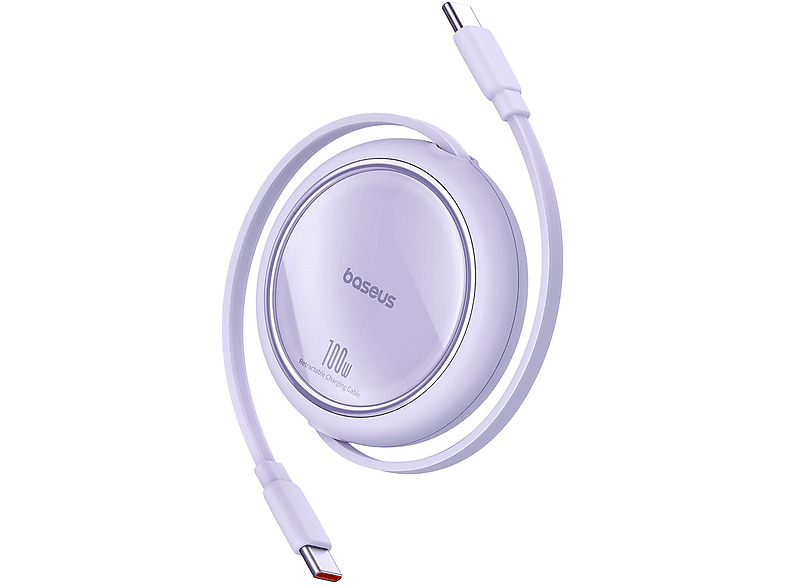 BASEUS Free2 Draw Mini Makaralı Type-C to Type-C 100W Kablo 1m. Mor_1