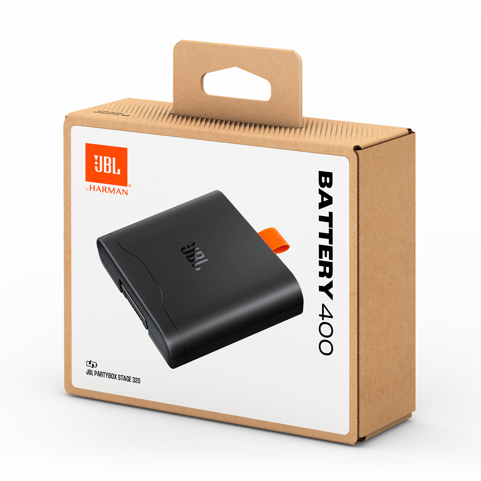 JBL Akku-Pack in einem Karton.