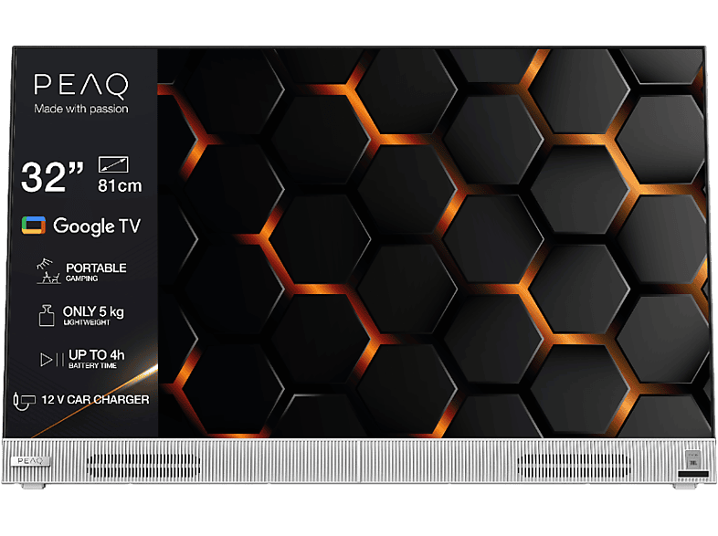 PEAQ PTV 32GH-5024C-W Portable TV (Flat, 32 Zoll / 80 cm, HD-ready, SMART TV)