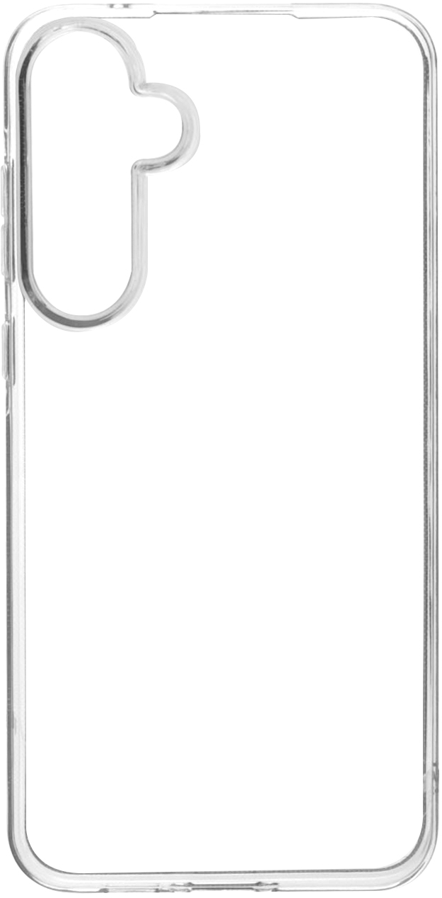 Coque de téléphone transparente, vide, avec une découpe incurvée pour l'appareil photo.