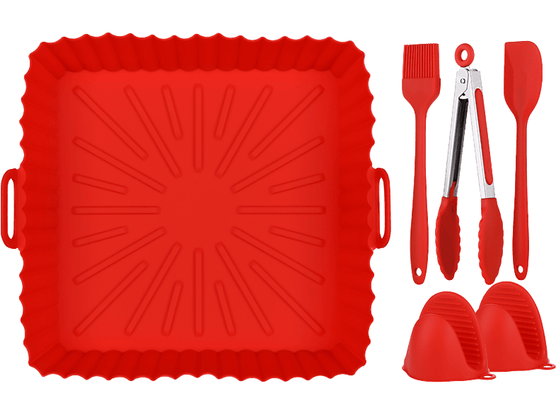Accesorio freidora - KOENIC HO330024, Base de Silicona, 20 cm, Apto Lavavajillas, Microondas, Hasta 220º, Rojo