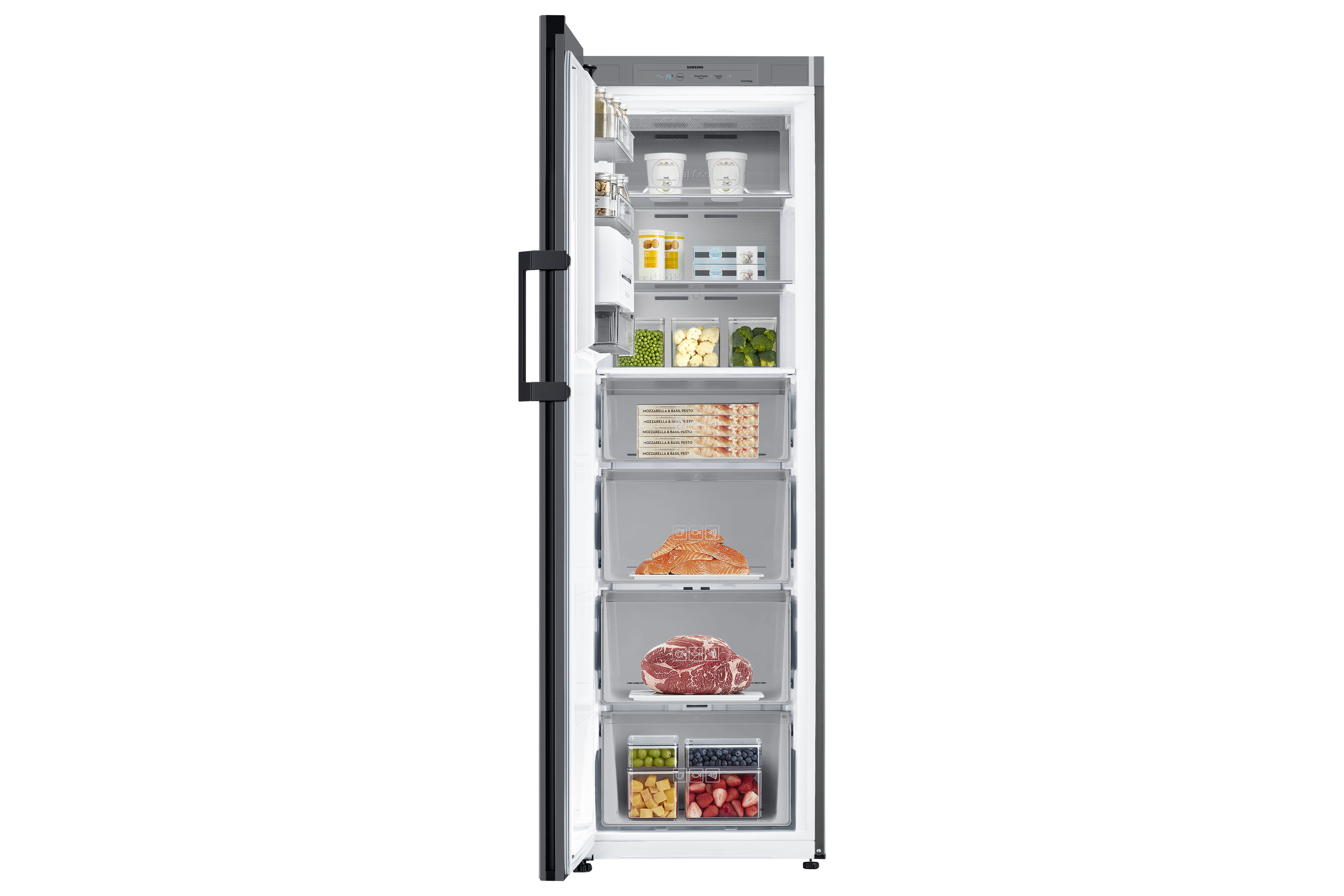 Congelador vertical - Samsung BESPOKE Twin RZ32C76CE22/EF, 323 l, 186 cm, All Around Cooling, Clean Black