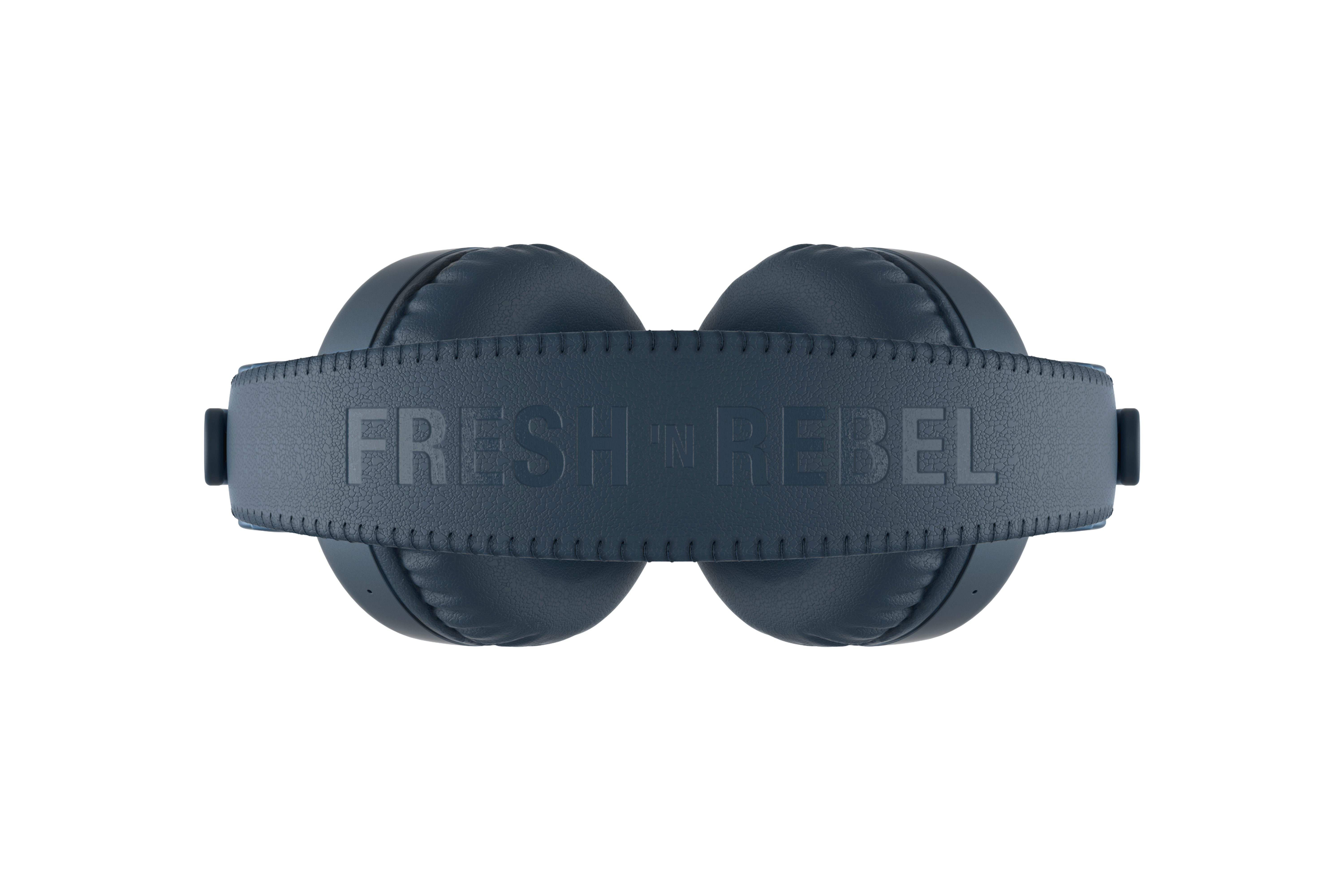 Kulaklıklar, lacivert, üstten görünüm. Marka adı FRESH 'n' REBEL, kafa bandında.