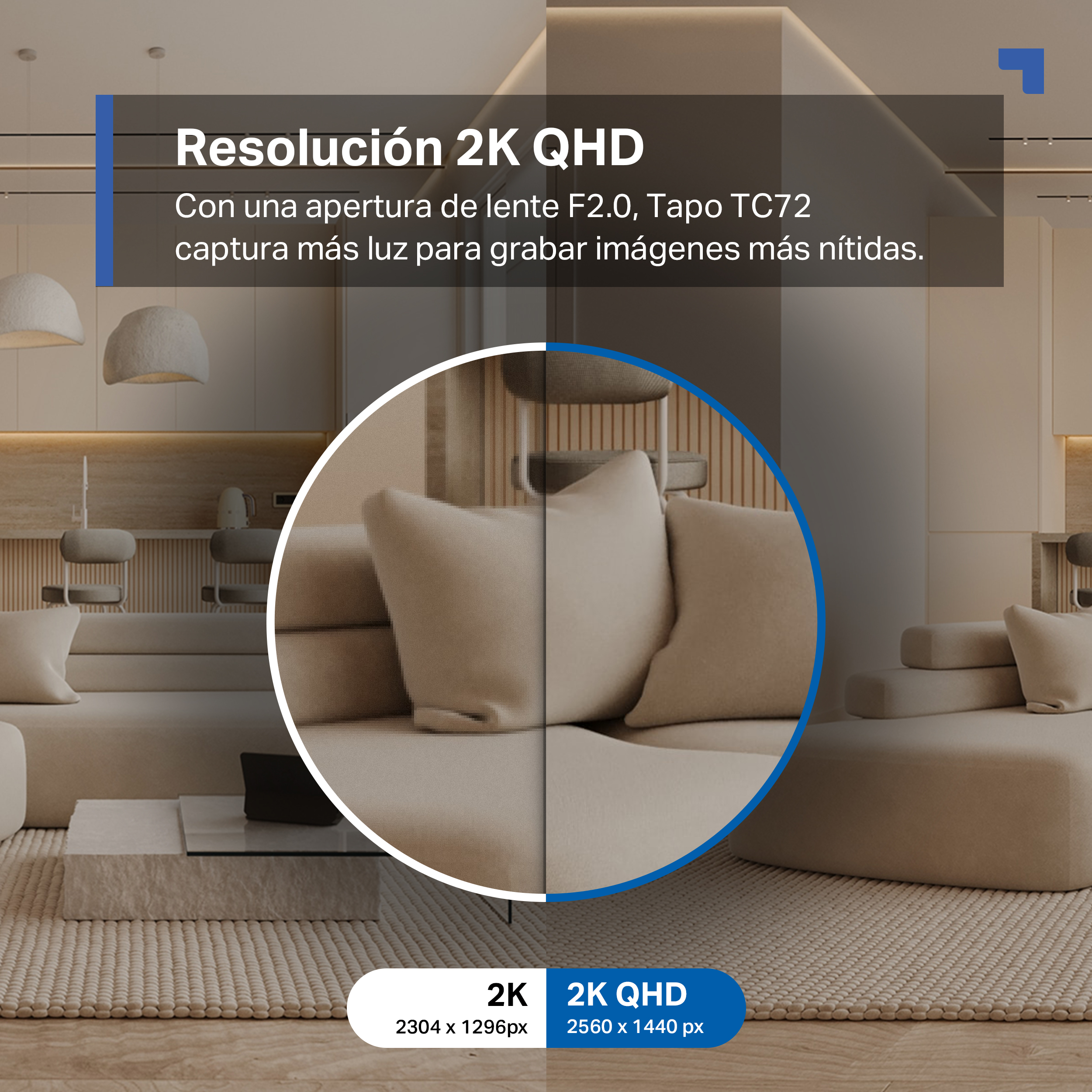 Una imagen que muestra una comparación de resolución 2K y 2K QHD en una pantalla.