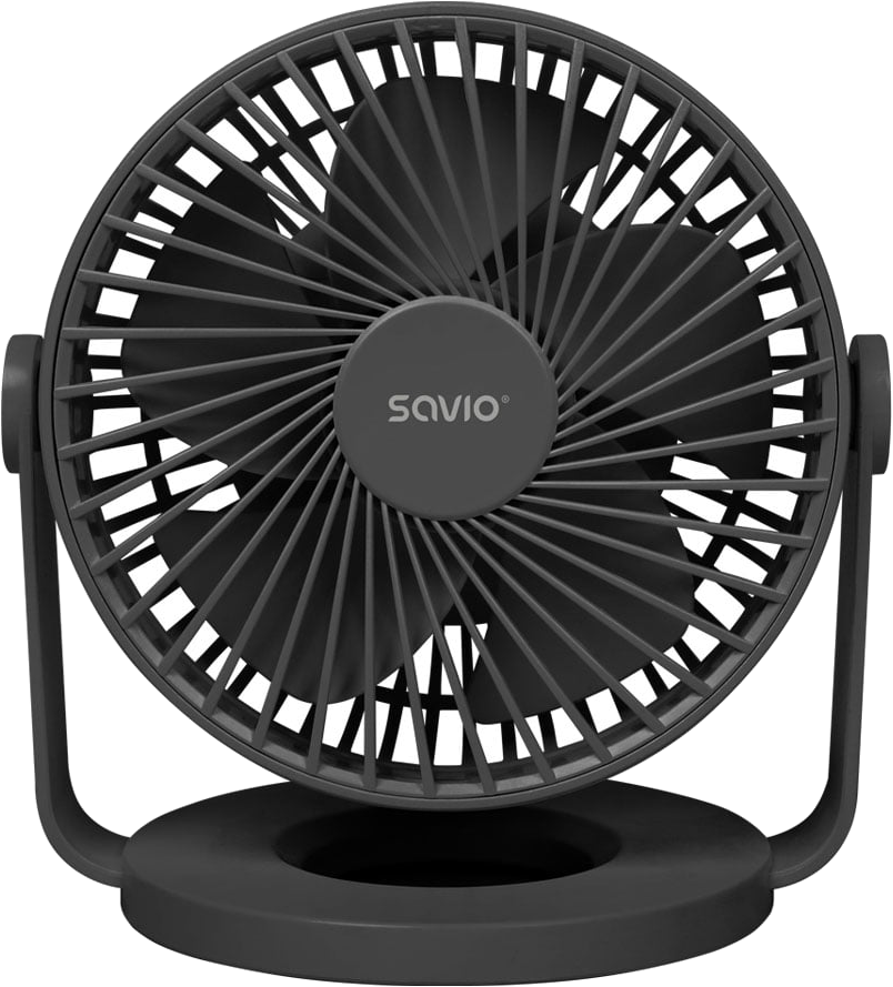 SAVIO Asztali akkumulátoros ventilátor, 10,5cm, USB Type-C, fekete (AD-01)