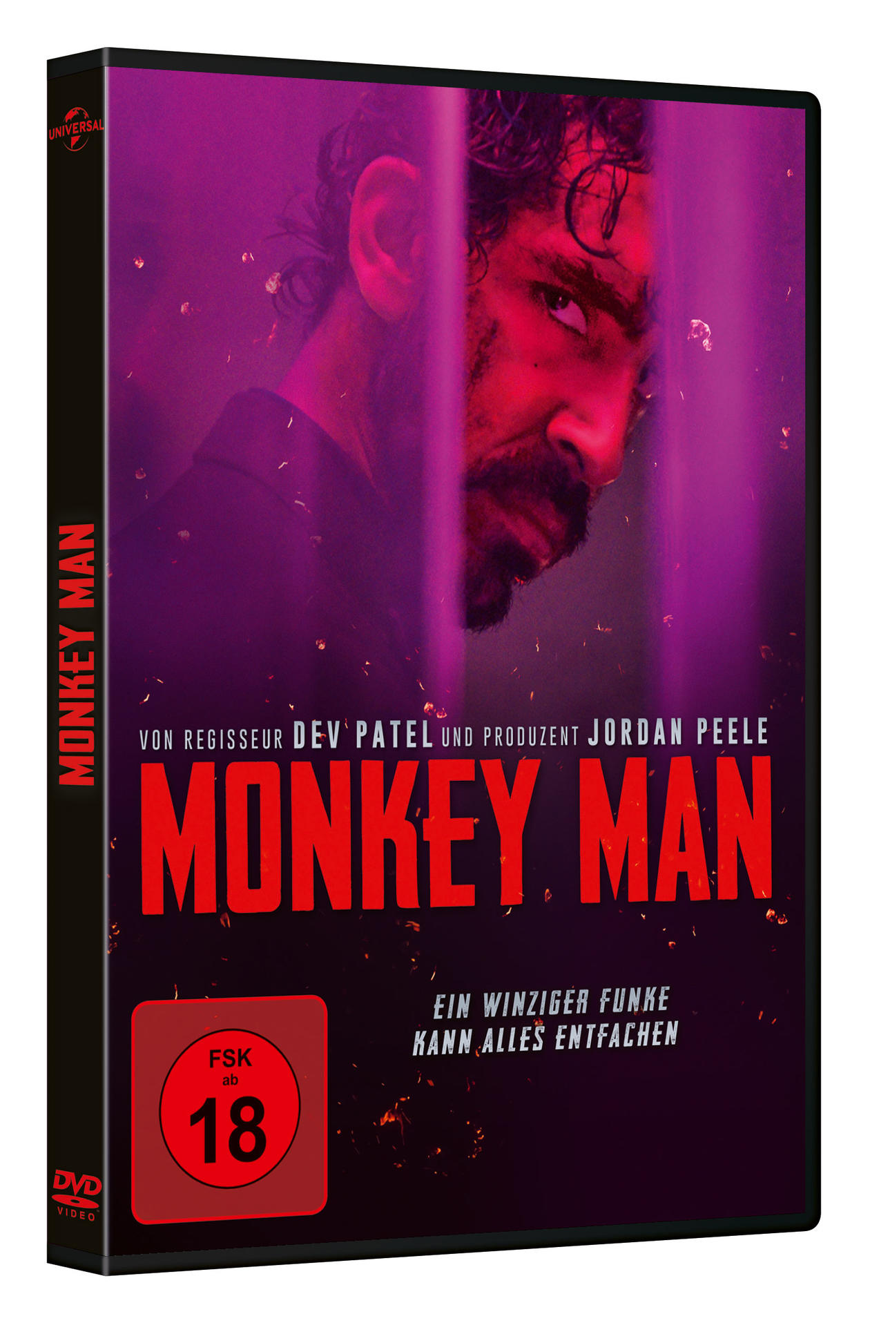 DVD-Hülle mit Filmcover. Rote und violette Farbtöne. Gesicht eines Mannes sichtbar. Text auf Deutsch.