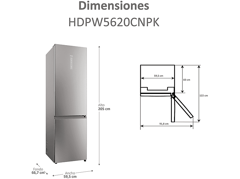 Haier - Frigorífico Combi - Frigorífico Combi - 2D 60 Series 5 Pro - HDPW5620CNPK - 34005470