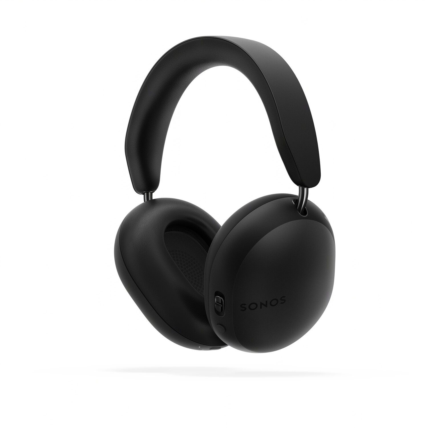 Black over-ear headphones, floating in the air, with the SONOS logo visible.