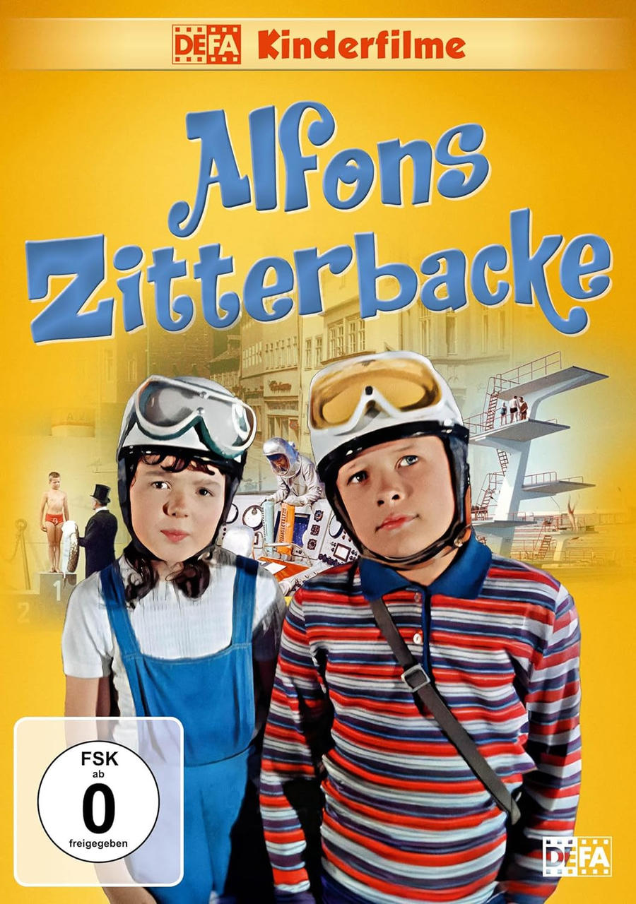 Filmplakat: Zwei Jungen mit Helmen vor gelbem Hintergrund.