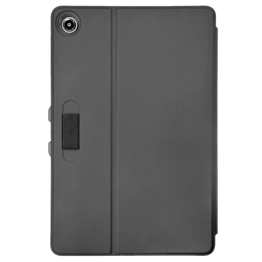 Funda negra para tableta con fondo negro.