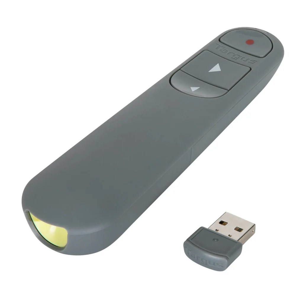 Mando a distancia Targus gris y receptor USB.