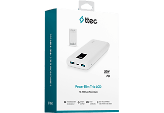 TTEC PowerSlim Trio LCD 10.000mAh PD 22,5W Dahili Kablolu Taşınabilir Şarj Cihazı Beyaz_2