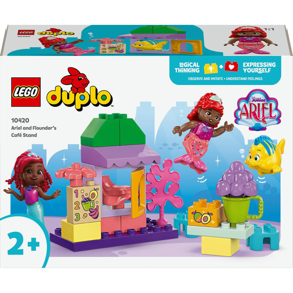 Ein Lego Duplo-Set mit Ariels und Flounders Café Stand, mit Lego-Steinen.