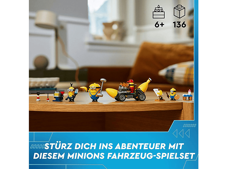 LEGO Despicable Me 75580 Minions und das Bananen Auto Bausatz, Mehrfarbig