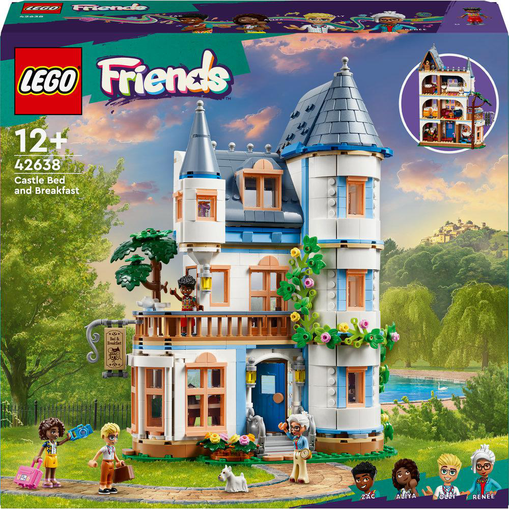 Lego-Set eines Burg-Bed & Breakfast, mit Figuren.