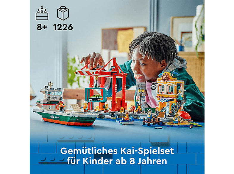 Thumbnail - LEGO City 60422 Hafen mit Frachtschiff Bausatz, Mehrfarbig