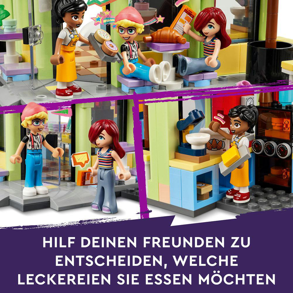 Lego-Figuren in einer Küchenszene, mit Text, der zu Essensauswahl ermutigt.
