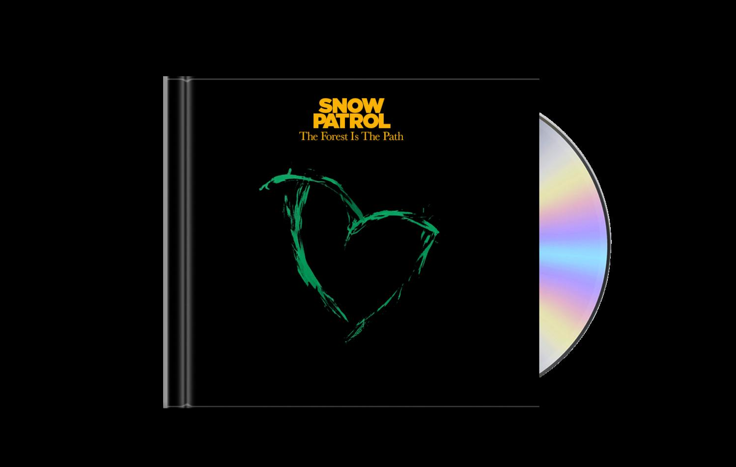 CD-Hülle mit einer grünen Herzzeichnung auf schwarzem Hintergrund und einer CD.