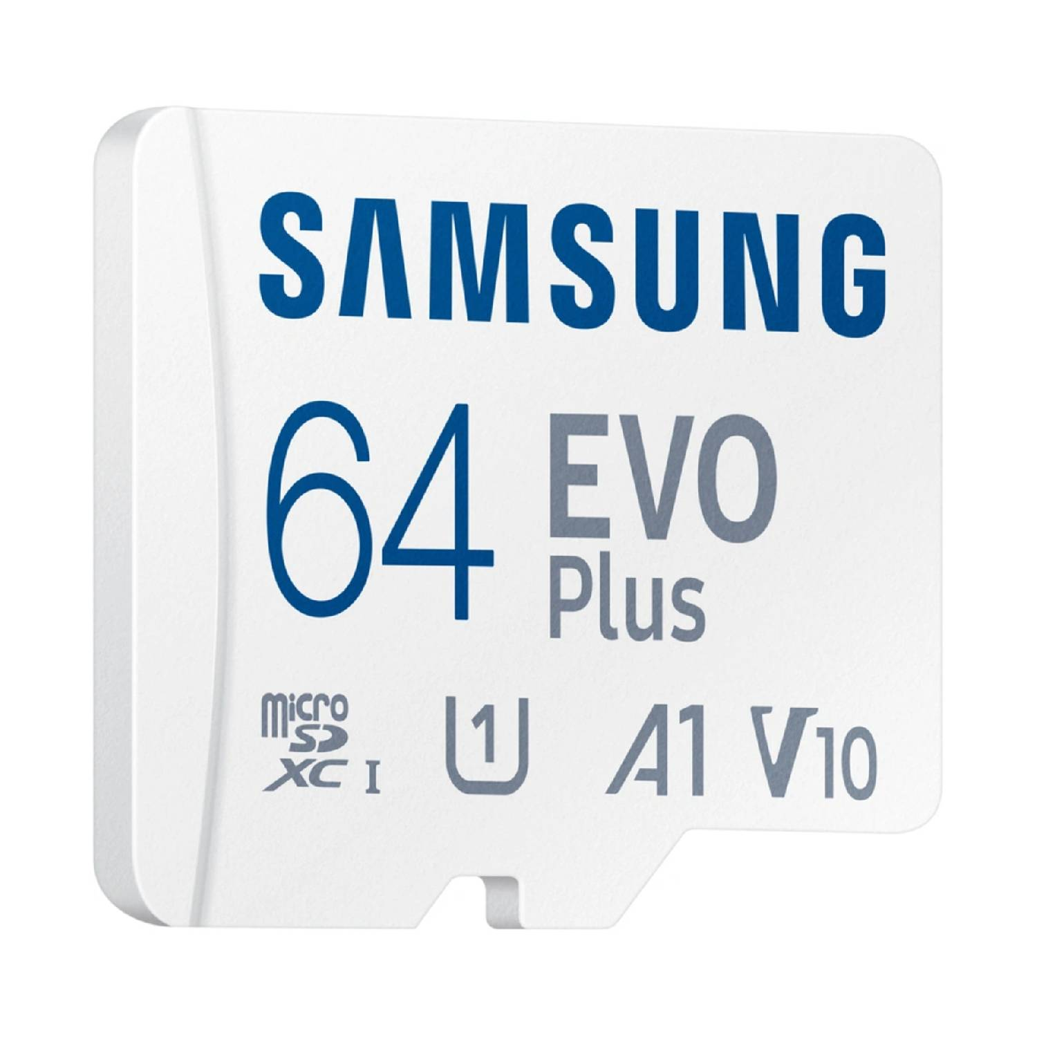 White Samsung 64 EVO Plus Micro SD card.