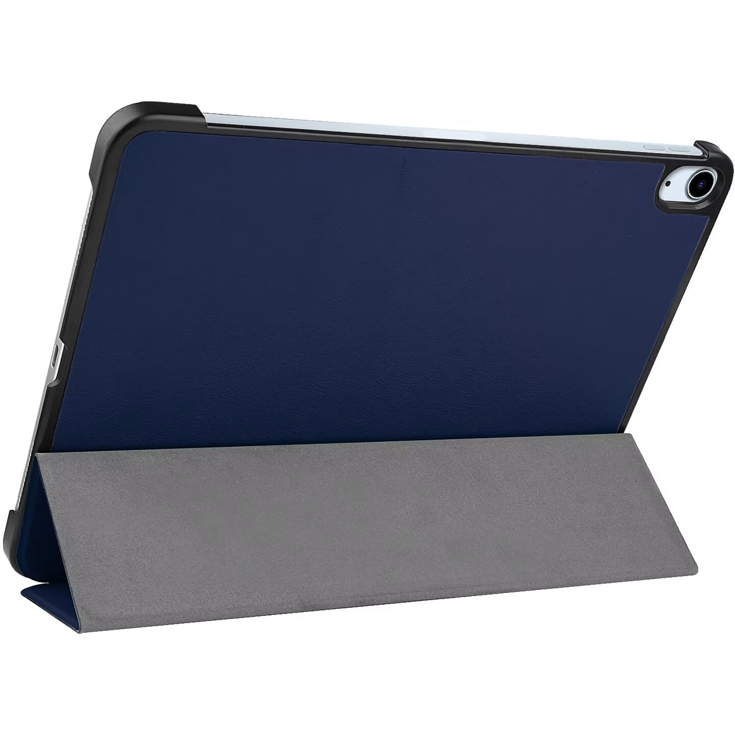 A purple iPad case closed, with a transparent edge.