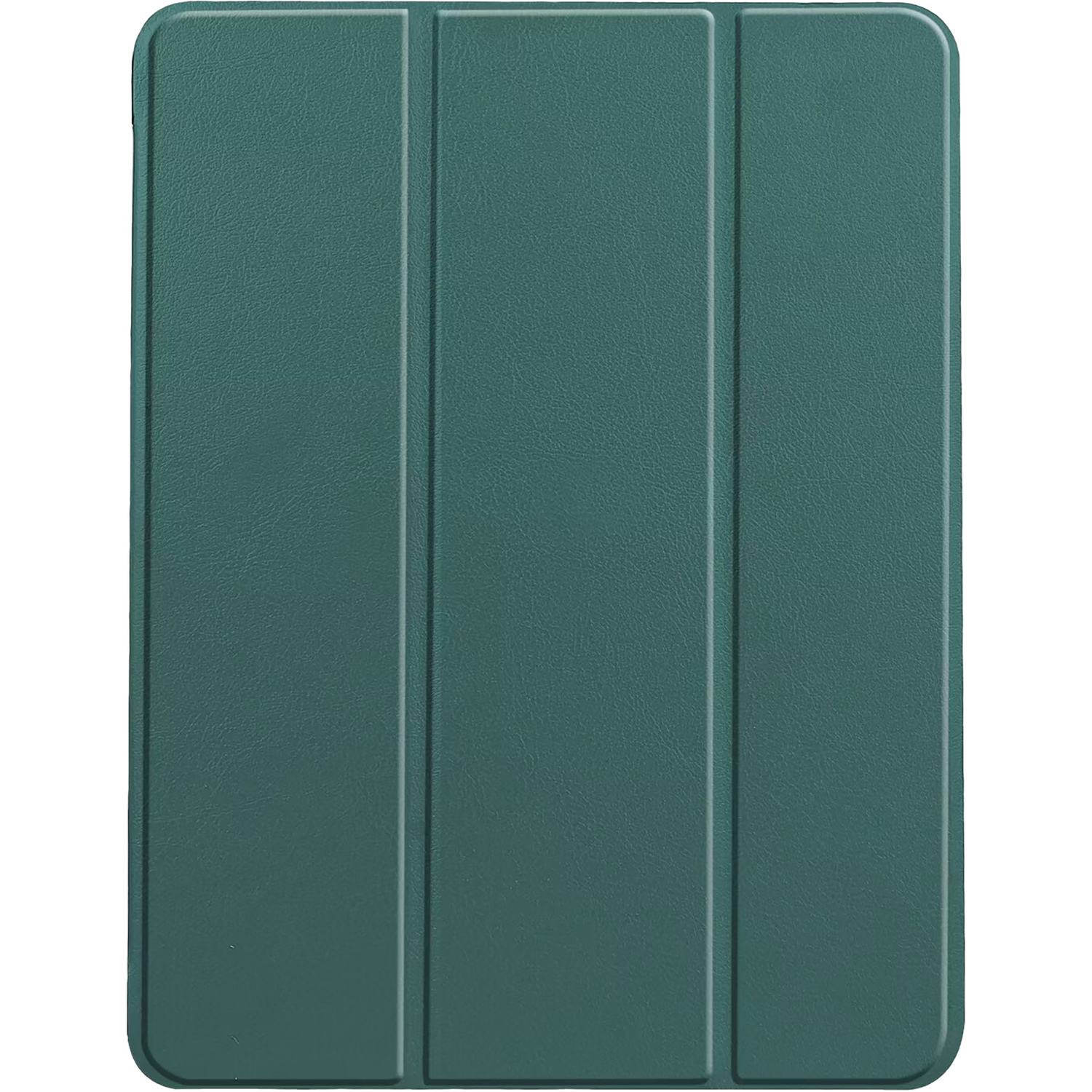 A dark green tablet cover with a textured surface and a simple, folded design.