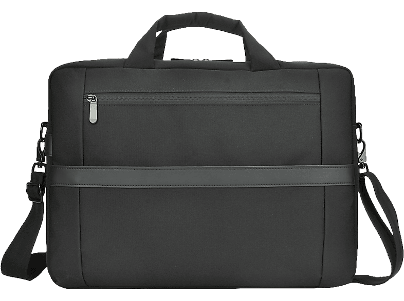 ISY INB 3156 Notebooktasche Umhängetasche für Universal rezykliertes Polyethylenterephthalat, Mischgewebe aus Baumwolle und Polyester, Schwarz