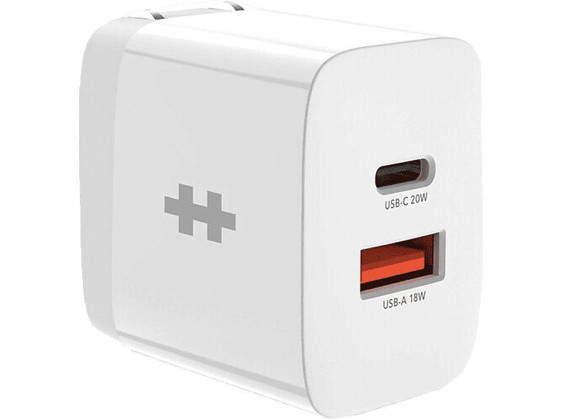 Cargador de pared - Hyper USB-C 20W, USB-A, Universal, Blanco
