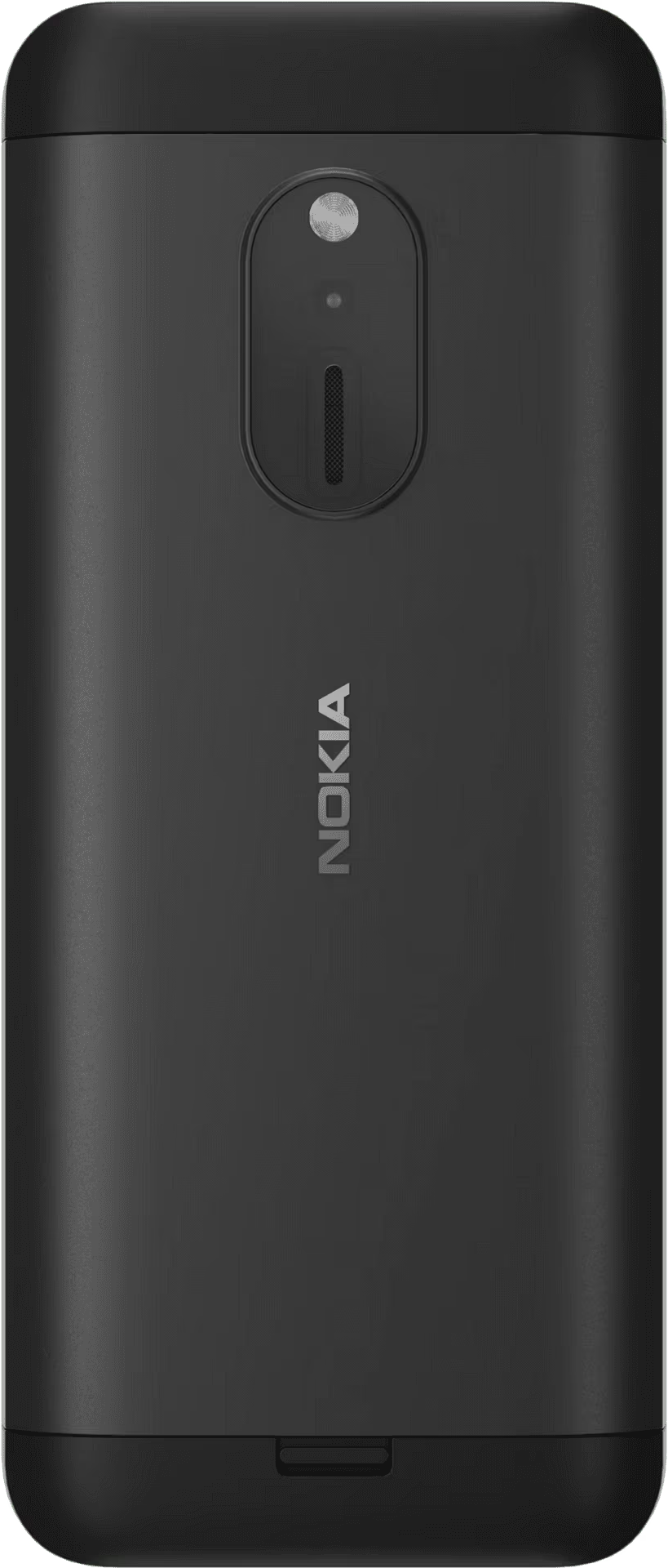 Nokia telefon hátulnézete. Fekete test kamerával és Nokia logóval.