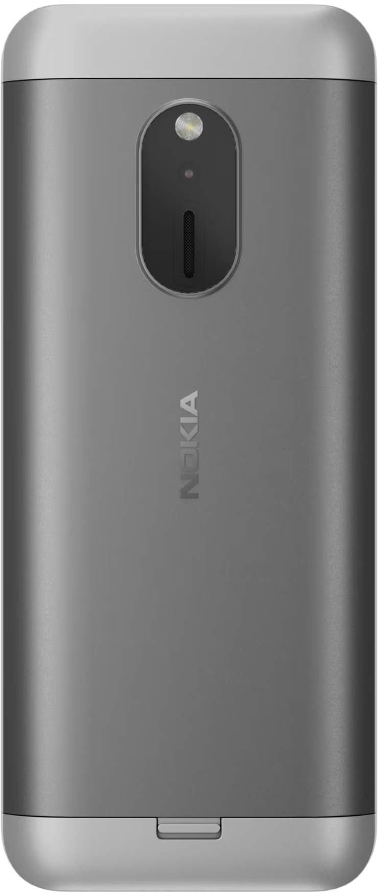 Egy szürke Nokia telefon kamerával és a Nokia logóval.