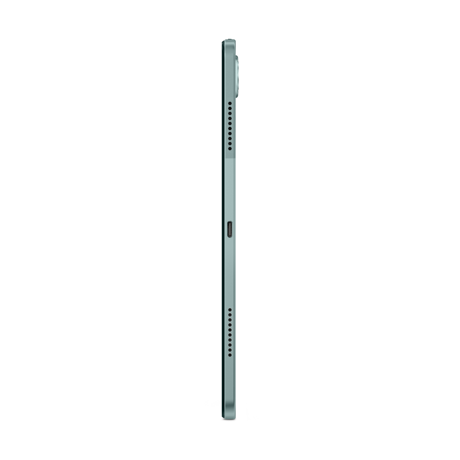 A tablet, showing its side. Has volume buttons, a charging port and a pen connector.