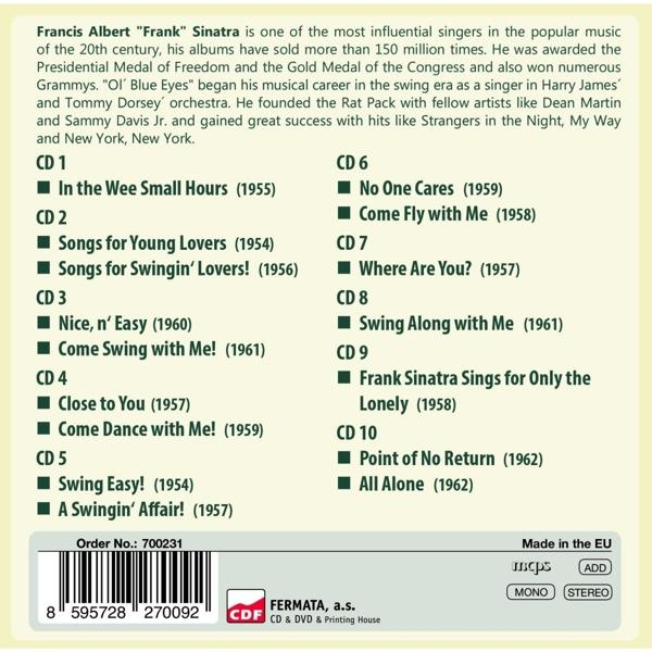 Cover für ein Frank Sinatra CD-Set mit Titellisten und Bestelldaten.