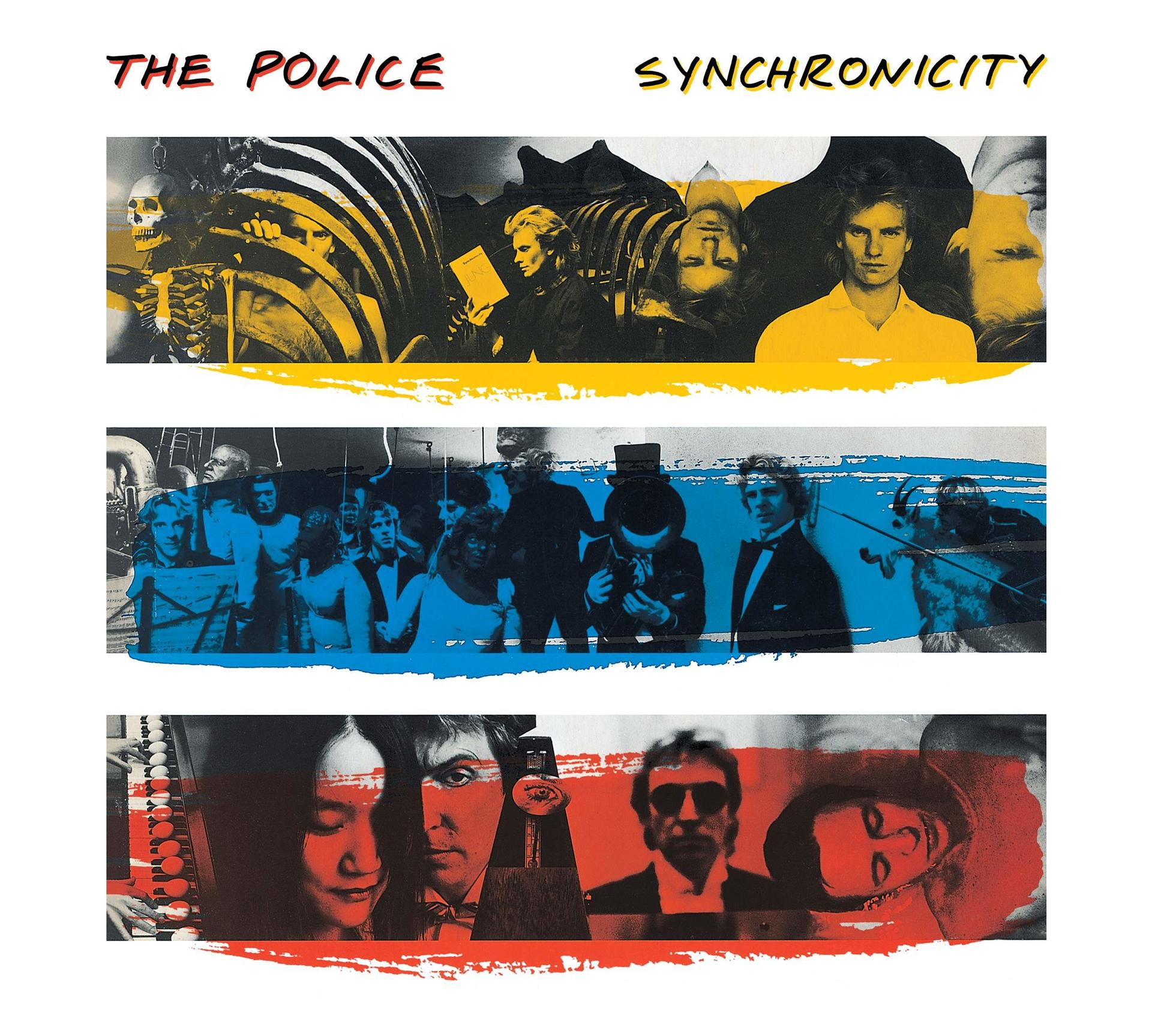Albumcover von The Police. Es zeigt drei vertikale Tafeln mit verschiedenen Bildern und Farben.
