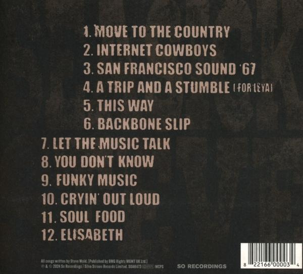 Albumcover mit Titelliste. Brauner Hintergrund.