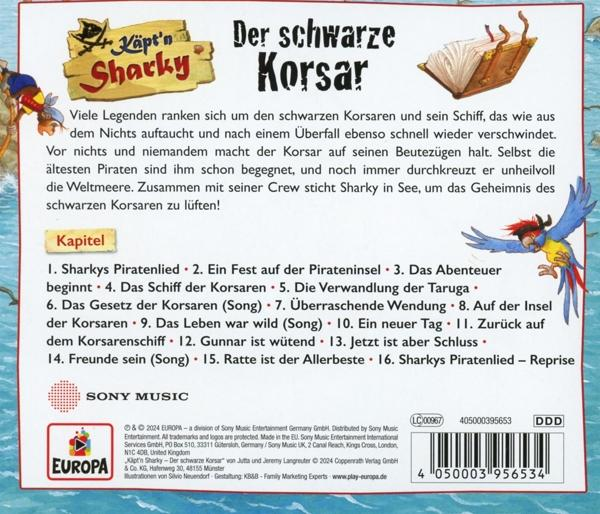 Buchcover auf Deutsch mit Text und Illustrationen. Es zeigt ein Piratenschiff und Papagei.