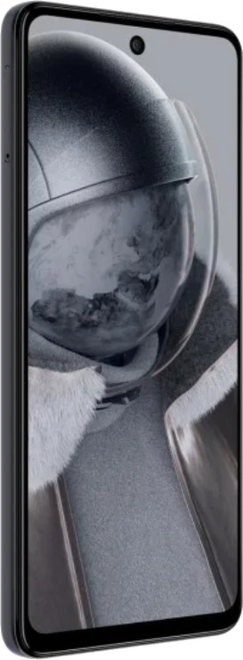 Ciemnoszary smartfon z okrągłym aparatem na górze. Ekran pokazuje hełm astronauty.