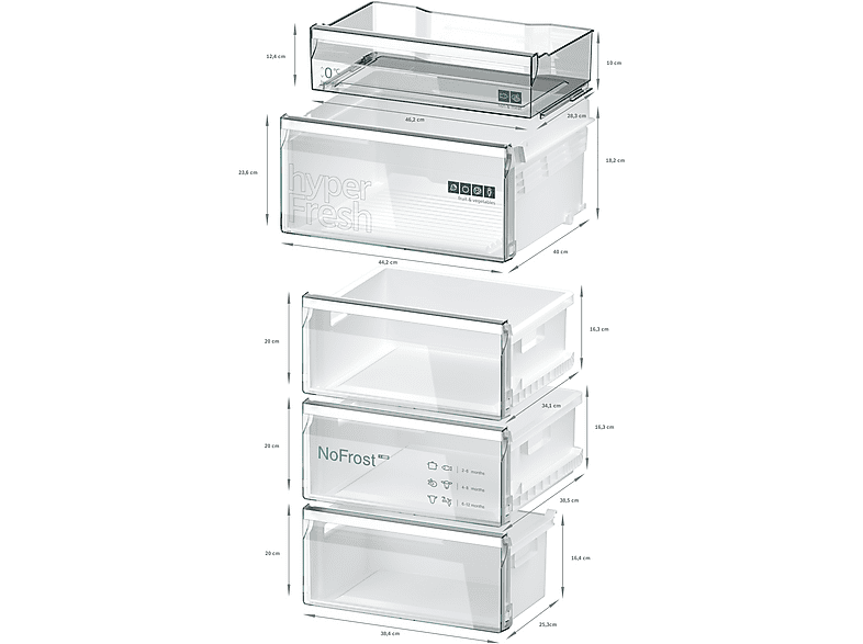 Siemens KG36NVXBG iQ300 Kühl- und Gefrierkombination (B, 321 l, 1860 mm hoch, Standgerät, No Frost (verminderte Eisbildung), Dark inox) — Foto 2 von 5