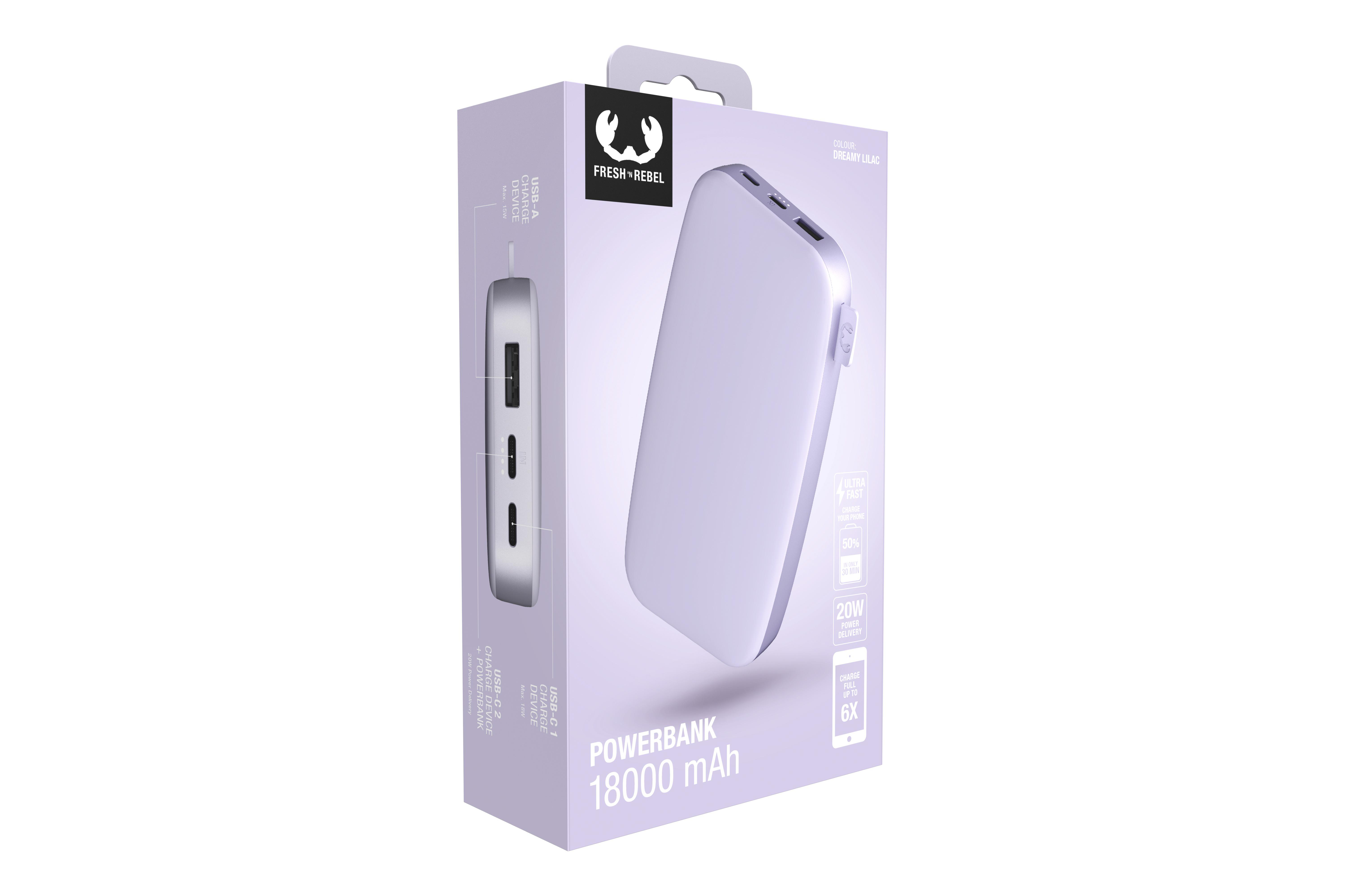 Eine Powerbank in einer Box, mit einer Telefongrafik und Text.