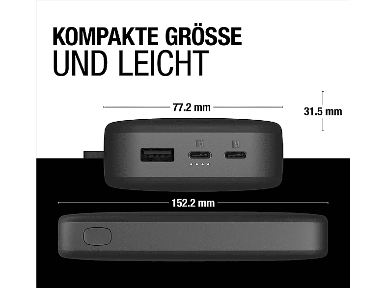 Thumbnail - FRESH N REBEL Powerbank, PD 20W Schnellladung, tragbar, Powerbank 24000 mAh Storm Grey