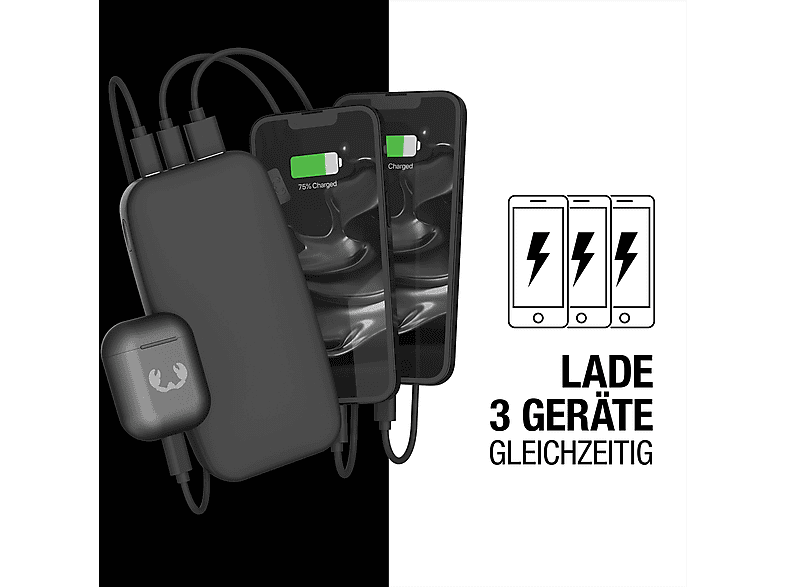 FRESH N REBEL Powerbank, PD 20W Schnellladung, tragbar, Powerbank 24000 mAh Storm Grey
