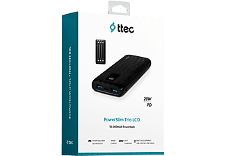 TTEC PowerSlim Trio LCD 10.000mAh PD 22,5W Dahili Kablolu Taşınabilir Şarj Aleti Siyah_3