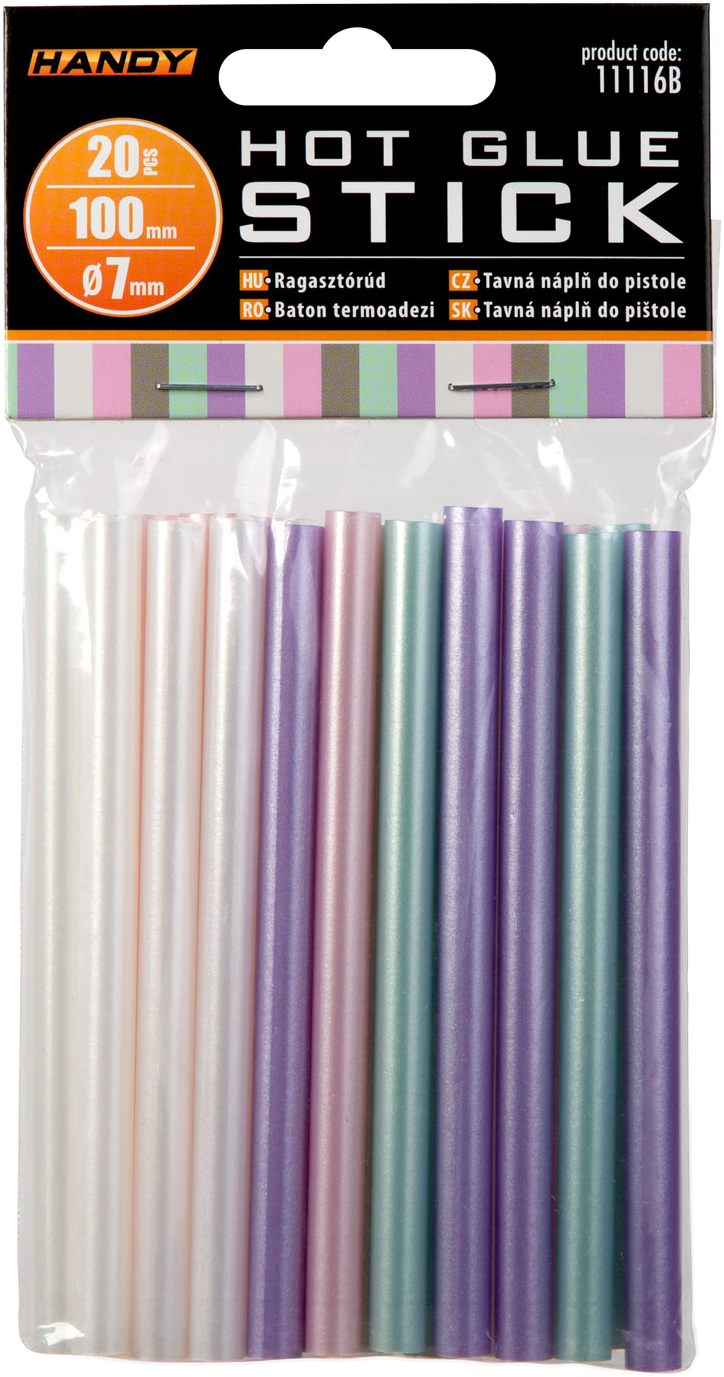 HANDY Ragasztórúd, gyöngyházfényű színes, 7 x 100 mm, 20 db (11116B)