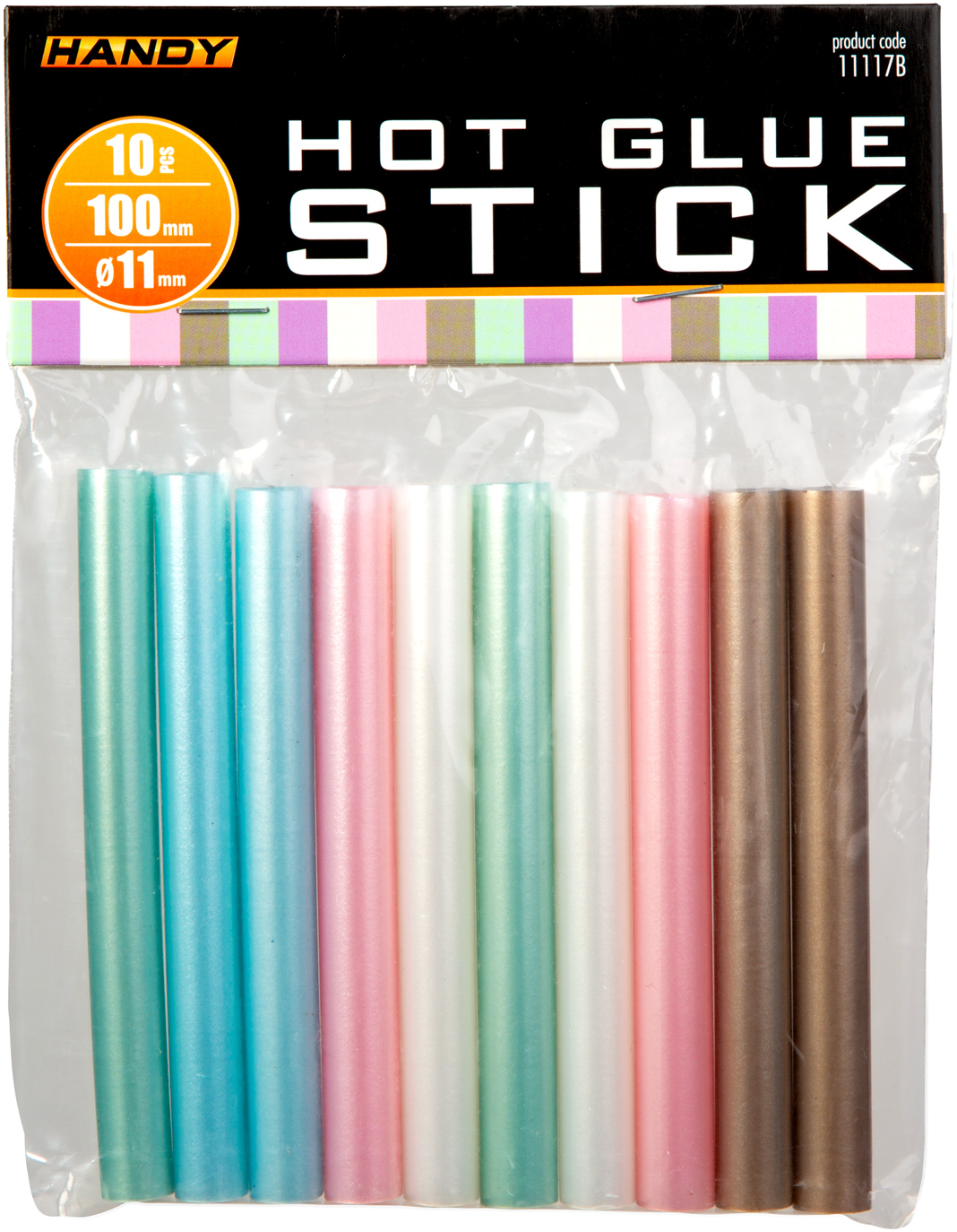 HANDY Ragasztórúd, gyöngyházfényű színes, 11 x 100 mm, 10 db (11117B)