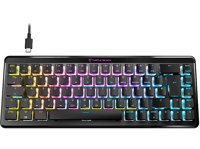 Turtle Beach Vulcan II Tastiera Gaming Meccanica – Switch TITAN II Marroni (Tattili), Retroilluminazione AIMO RGB, Pannello In Alluminio, Poggiapolsi Rimovibile – Layout Tedesco (DE) Nero