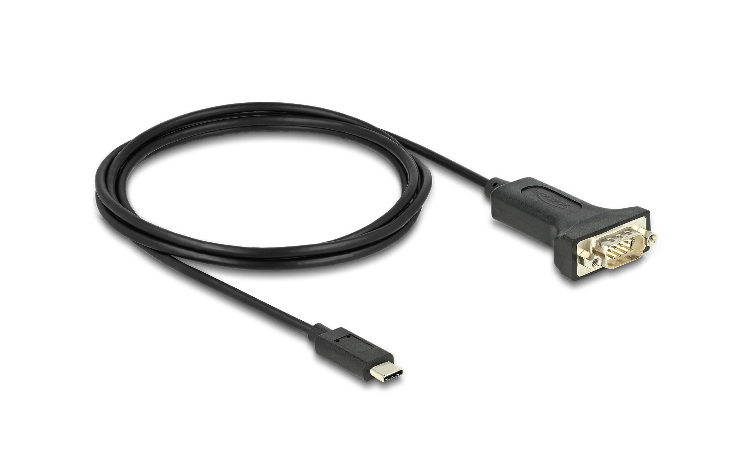 Delock Serial-Adapter USB-C – RS-232 D-Sub 9 Pin mit Muttern 2 m