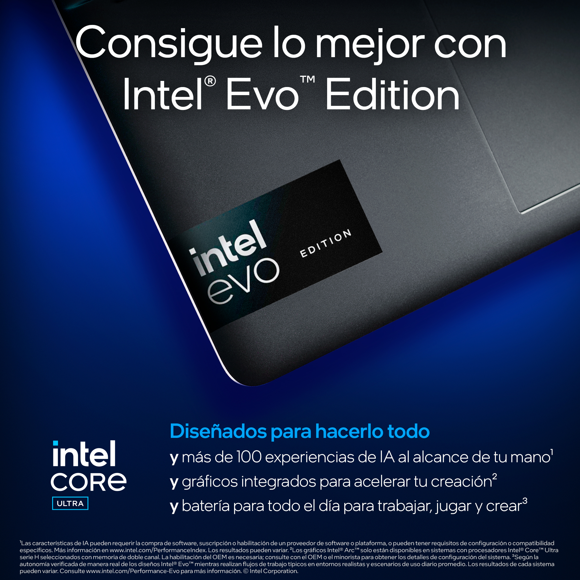 Portátil con edición Intel Evo y texto. La imagen muestra un gráfico con texto.