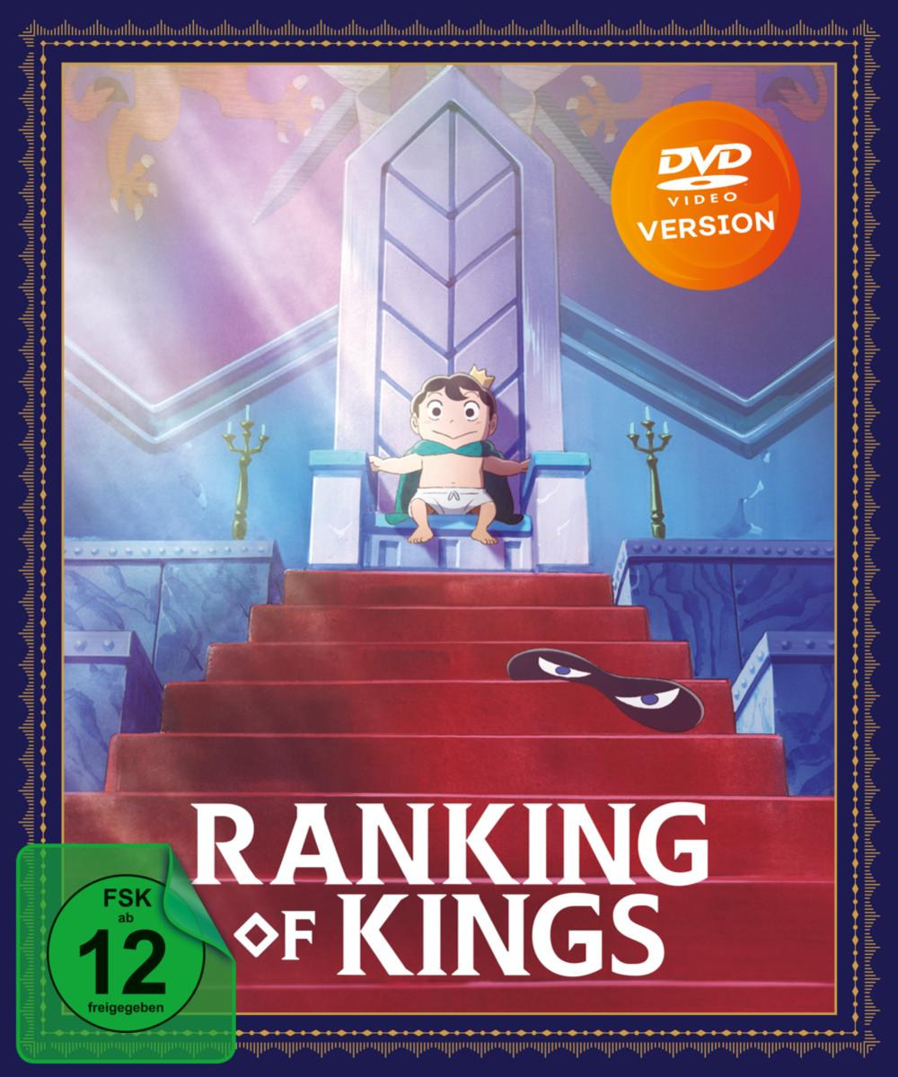 DVD-Cover von 'Ranking of Kings' mit Zeichentrickkönig auf Treppe und grünem FSK 12-Aufkleber.