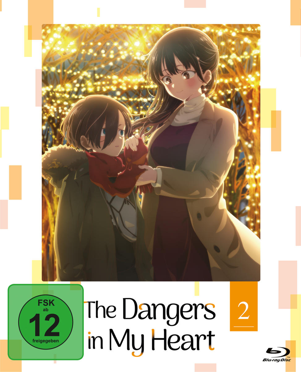 Anime-Cover: Frau und Kind mit rotem Schal, stehen in einem Park mit Lichtern.
