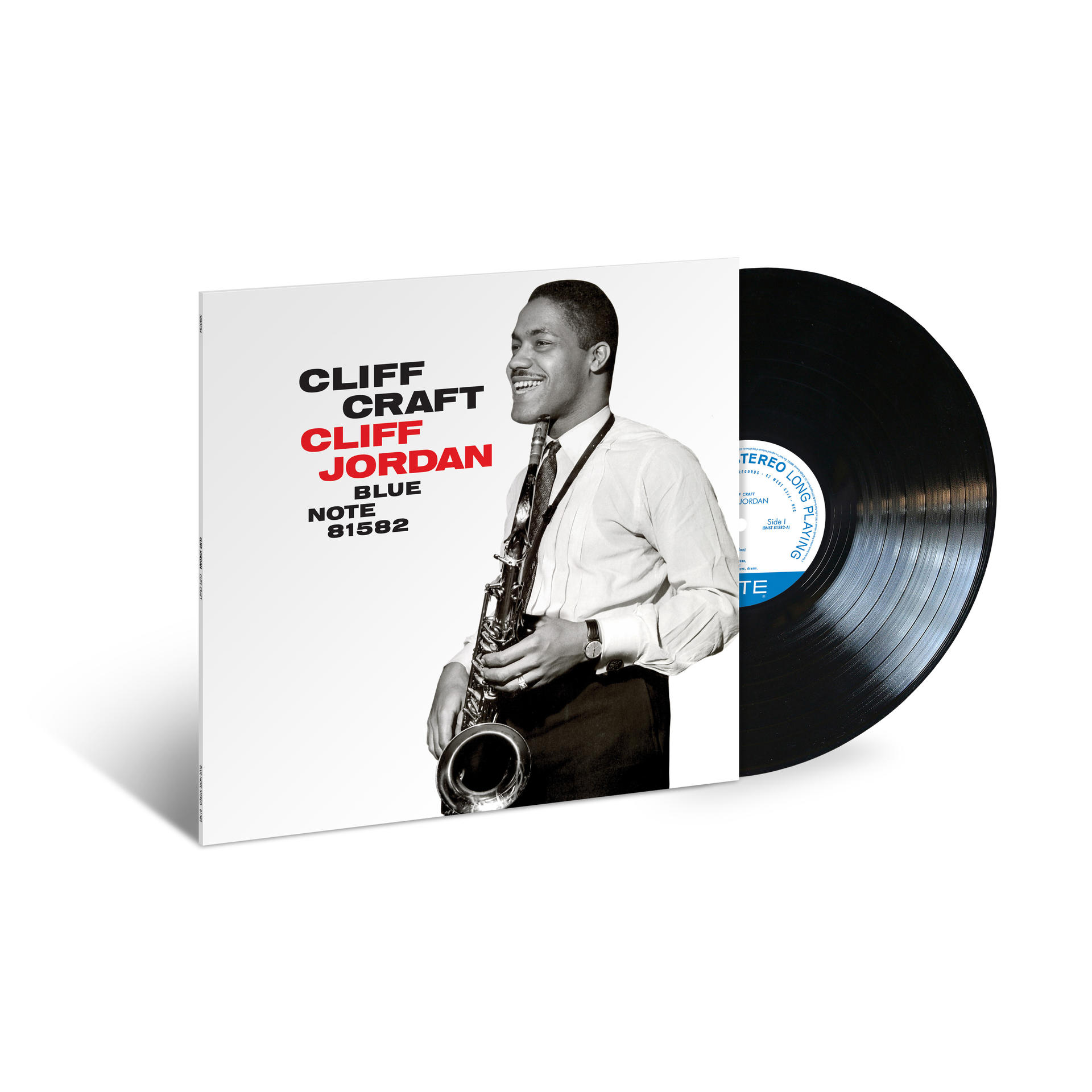 Albumcover für Cliff Craft, Cliff Jordan, Blue Note, mit einem lächelnden Mann, der ein Saxophon hält.